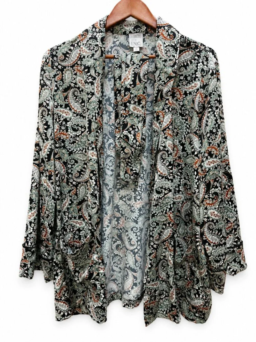 Jeannie Mai x INC Paisley Kimono Jacket 0X Belted